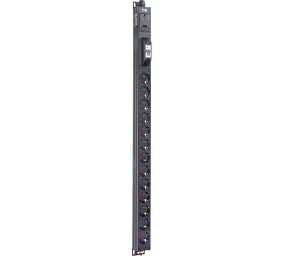 Вертикальный блок розеток ITK BASE PDU PV0111 19U 1 фаза 16А 13 розеток SCHUKO (немецкий стандарт) кабель 2,6м вилка SCHUKO (немецкий стандарт) BS-PV12-13D-11