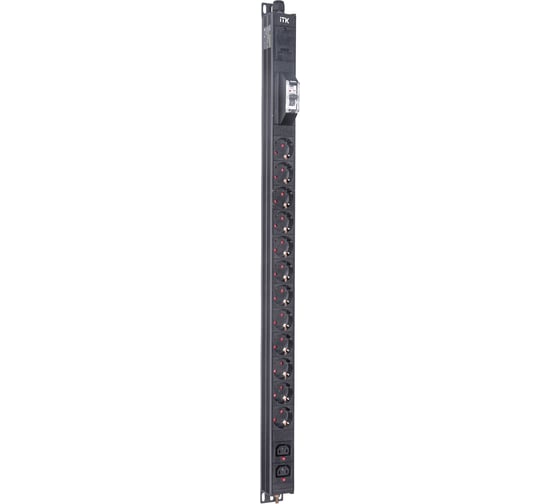 Вертикальный блок розеток ITK BASE PDU PV1111 20U 1 фаза 16А 12 розеток SCHUKO (немецкий стандарт) + 2 розетки C13 кабель 2,6м вилка SCHUKO (немецкий стандарт) BS-PV12-12D-02C13-11