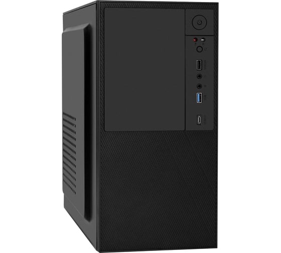 Корпус ExeGate Minitower BAA-308UC-AAA400 mATX, БП AAA400 с вентилятором 8см, 1 USB+1 USB3.0+1 TypeC, HD Audio, черный 298009