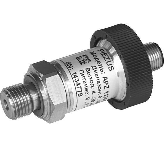 Датчик давления PIEZUS APZ 1130, ВПИ 250 бар, ОП 0,5 % ДИ, эл присоед. M12x1, 4-конт., без ответной части, 4-20 мА / 2-х пров., мех. присоед. G1/4" DIN 3852, form E, демпфер гидроударов, МПИ 3 года, G-B-2502-D-34-A-744-F APZ_1130_3