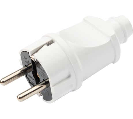 Прямая усиленная вилка REXANT Евро с заземлением 16А белая 11-8948