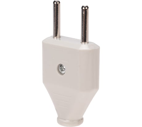 Прямая плоская вилка, без заземления, 6А, REXANT белая 11-8946