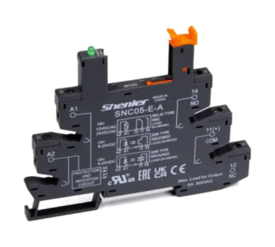 Цоколь Shenler НТК Приборэнерго, 8A(300VAC), черный, 230VAC/DC, винтовой зажим, LED, W=6.2mm, на рейку DIN35, для реле 60VDC RNC, RM699BV, RSR30, 34.51, 34.81, RSS, SNC05-E-DL