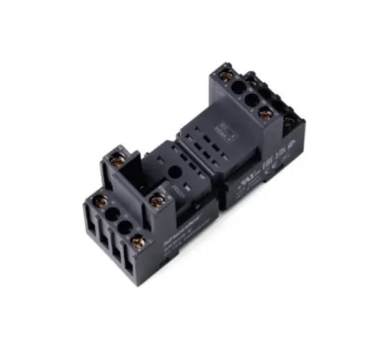 Цоколь Shenler НТК Приборэнерго, 12A(300V), винтовой зажим, черный, на рейку DIN35/панель, для RKE2, RKF2, R2N, MY2, 55.32, KMY2, PT2, RCM2 SKC08-E
