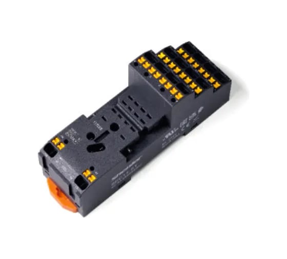 Цоколь Shenler НТК Приборэнерго, 8A(300V), push-in, черный, на рейку DIN35/панель, для RKE, RKF, R4N, MY4, 55.34, KMY4, PT4, RCM5 SEB11-ES SKC14-ST