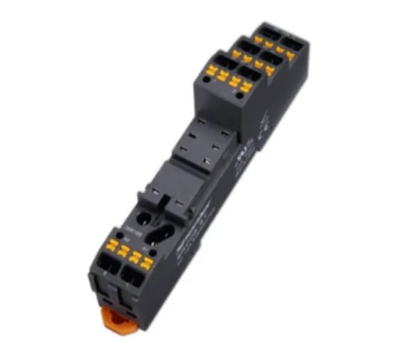 Цоколь Shenler НТК Приборэнерго, 10A(300V), push-in, черный, на рейку DIN35, для R2G1CH, R2G2CH, RM84, RM85, RM87L, RM87P, RMP84, RMP85, 41.52, 41.61, 41.81, RT2, G2R SRC08-ST