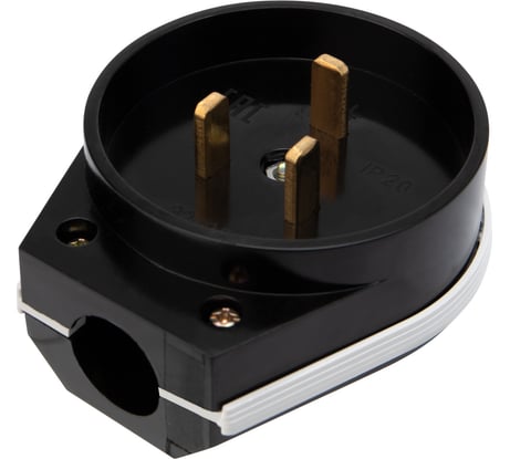 Вилка ВШ для электроплит REXANT 32 А, 250 В, 2Р+РЕ открытой установки черная 11-8930