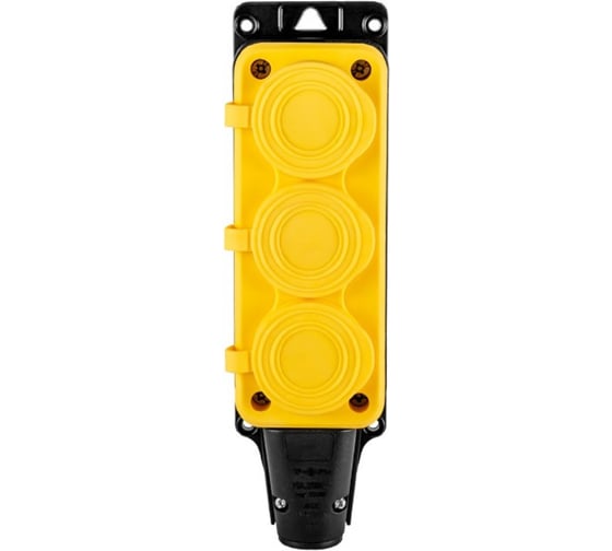 Розетка (колодка) DYNEL трехместная каучук 2P+PE 230V 16А IP54 желтая DY-01-01-012