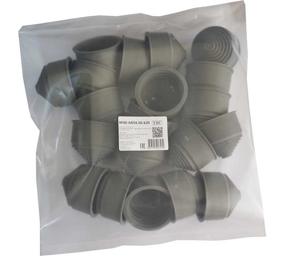 Фитинг пластиковый Weyer WQE-AD54.5G-k20, концевая заглушка, ТРЕ, цвет серый, гофра диаметром 54,5 мм, IP66, -40C-+120C, комплект-20 шт. WE2701100-20