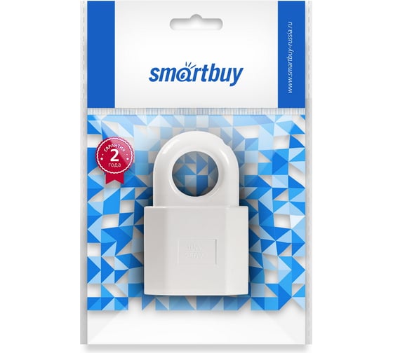 Штепсельное гнездо Smartbuy, под плоскую вилку с кольцом белое 6А 250В SBE-2.5-S10-w