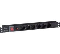 Блок розеток ExeGate ServerPro PDU-19H605 Al-6S-C14-SW-O 19 1U алюминий, 6 Schuko С14 защита от перегрева 280830