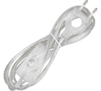 Шнур с выключателем и плоской вилкой с вырезом TDM ELECTRIC ШУ03В ШВВП 2x0,75мм2 2 м. прозрачный SQ1305-0024