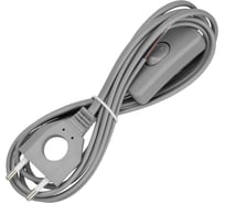 Шнур с выключателем и плоской вилкой с вырезом TDM ELECTRIC ШУ03В ШВВП 2x0,75мм2, 2 м. серебристый металлик SQ1305-0025