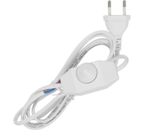 Шнур с плоской вилкой и светорегулятором TDM ELECTRIC ШУ05С1 200Вт, RL ШВВП 2x0,75мм2 2м. белый SQ1305-0051