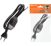 Шнур с плоской вилкой и светорегулятором TDM ELECTRIC ШУ05С2 200Вт, RL ШВВП 2x0,75мм2 2м. черный SQ1305-0052