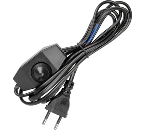 Шнур с плоской вилкой и светорегулятором TDM ELECTRIC ШУ05С2 200Вт, RL ШВВП 2x0,75мм2 2м. черный SQ1305-0052
