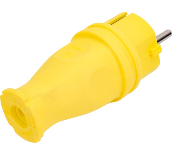 Силовая прямая вилка TP Electric каучук желтый 16A, 240В, IP44 3101-301-0700