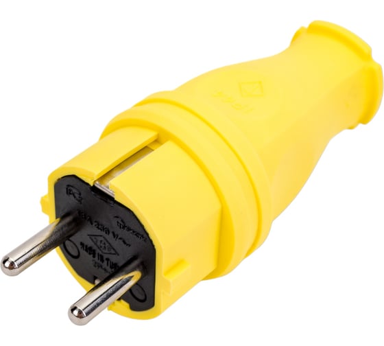 Силовая прямая вилка TP Electric каучук желтый 16A, 240В, IP44 3101-301-0700