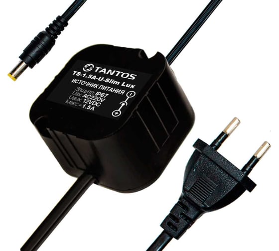 Источник вторичного электропитания Tantos TS-1,5A-U-Slim Lux 12В, 1.5А в корпусе IP67 (всепогодный), 43×45×27 мм 00-00025067