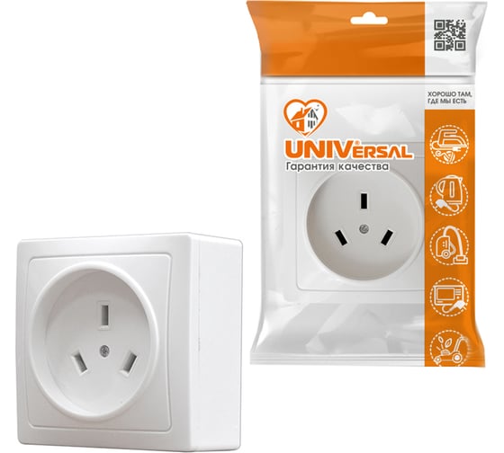 Розетка для плиты цвет белый UNIVersal 32А 250В (еврослот) 5314