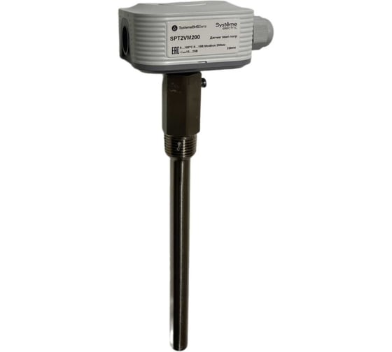 Датчик температуры Systeme Electric погружной, 0…+100 С, 0…10 В, RS485/Modbus, 200 мм, 15…35 В, с гильзой 150 мм SPT2VM200