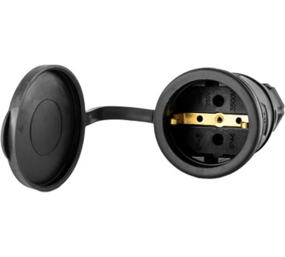 Розетка переносная с крышкой DYNEL каучук 2P+PE 230V 16А IP44 DY-01-01-005