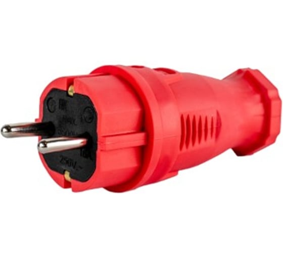 Вилка прямая DYNEL каучук 2P+PE 230V 16А IP44 красная DY-01-01-016