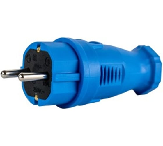 Вилка прямая DYNEL каучук 2P+PE 230V 16А IP44 синяя DY-01-01-019