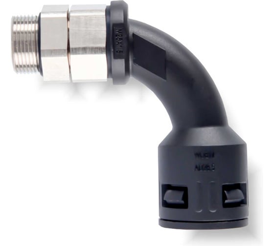 Фитинг пластиковый Weyer WQBWPT-M25G/AD28.5 коннектор поворотный на 90 градусов с металлич. муфтой, полиамид+ник.латунь, цвет светло-серый, нар. M25х1.5, гофра диам. 28,5 м WE6400200