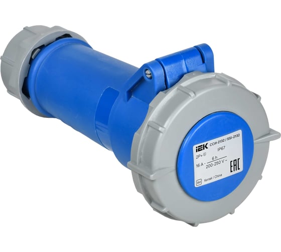 Розетка переносная IEK ССИ-2132 16А-6ч 220В 2P+PE IP67 PSR21-016-3-0-67