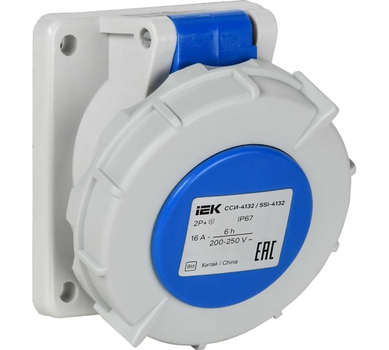 Розетка встраиваемая IEK ССИ-4132 16А-6ч/220В 2P+PE IP67 PSR41-016-3-0-67