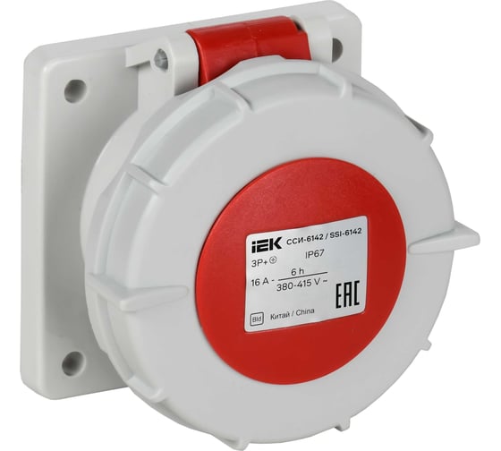 Розетка встраиваемая прямая IEK ССИ-6142 16А-6ч 380В 3P+PE IP67 PSR62-016-4-0-67