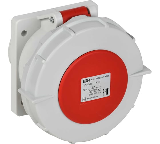 Розетка встраиваемая прямая IEK ССИ-6252 32А-6ч 380В 3P+PE+N IP67 PSR62-032-5-0-67