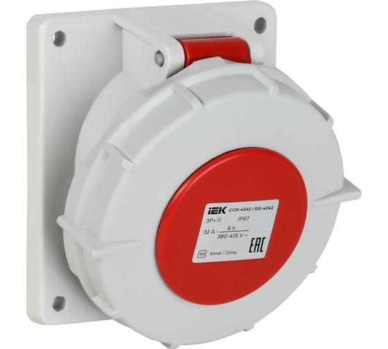 Розетка встраиваемая IEK ССИ-4242 32А-6ч/380В 3P+PE IP67 PSR42-032-4-0-67
