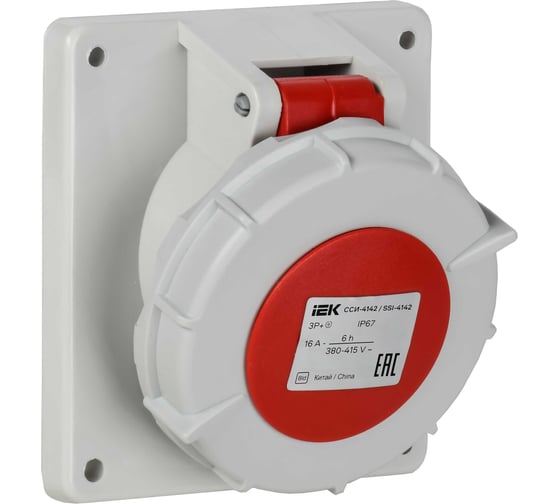 Розетка встраиваемая IEK ССИ-4142 16А-6ч/380В 3P+PE IP67 PSR42-016-4-0-67