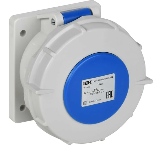 Розетка встраиваемая прямая IEK ССИ-6232 32А-6ч 220В 2P+PE IP67 PSR61-032-3-0-67