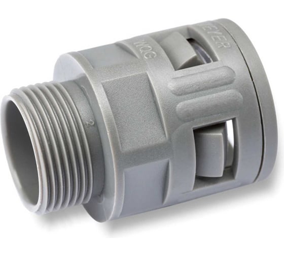 Фитинг пластиковый Weyer WQG1-P13.5G/AD18.5 коннектор прямой, полиамид, цвет серый, нар. PG13.5, гофра диам. 18,5 мм, IP66, -40C-+100C WE0106600