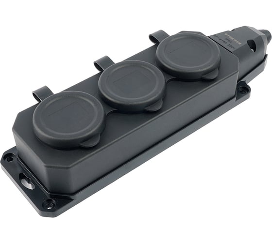 Розетка переносная STEKKER 3-местная c/з , RST16-3-44, 250В, 16А, IP44, черный 50806