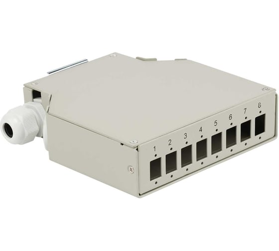 Бокс на DIN-рейку на 8 симплексных адаптеров SC, LANMASTER, белый, LAN-DRF-8SC/CS-WH