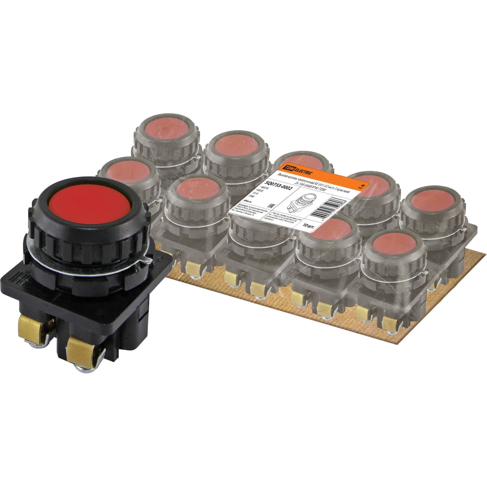 Выключатель TDM кнопочный КЕ 011-У2-исп.1 красный 2з 10A 660B IP40 ...