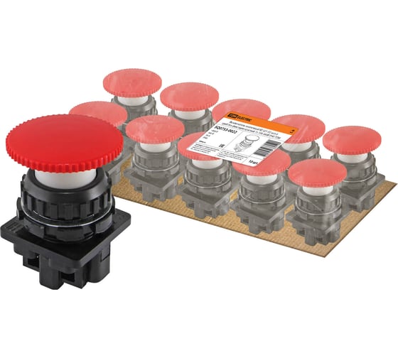 Выключатель TDM ELECTRIC кнопочный КЕ 021-У2-исп.4 гриб без фиксации красный 1з 10A 660B IP40 SQ0753-0022