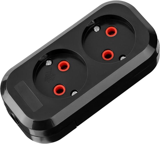 Розеточная колодка TDM ELECTRIC 2 гнезда 2П б/з 10А 250В черная серии Народная SQ1806-0422 1