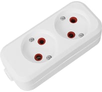 Розеточная колодка TDM ELECTRIC 2 гнезда 2П б/з 10А 250В белая серии Народная SQ1806-0413