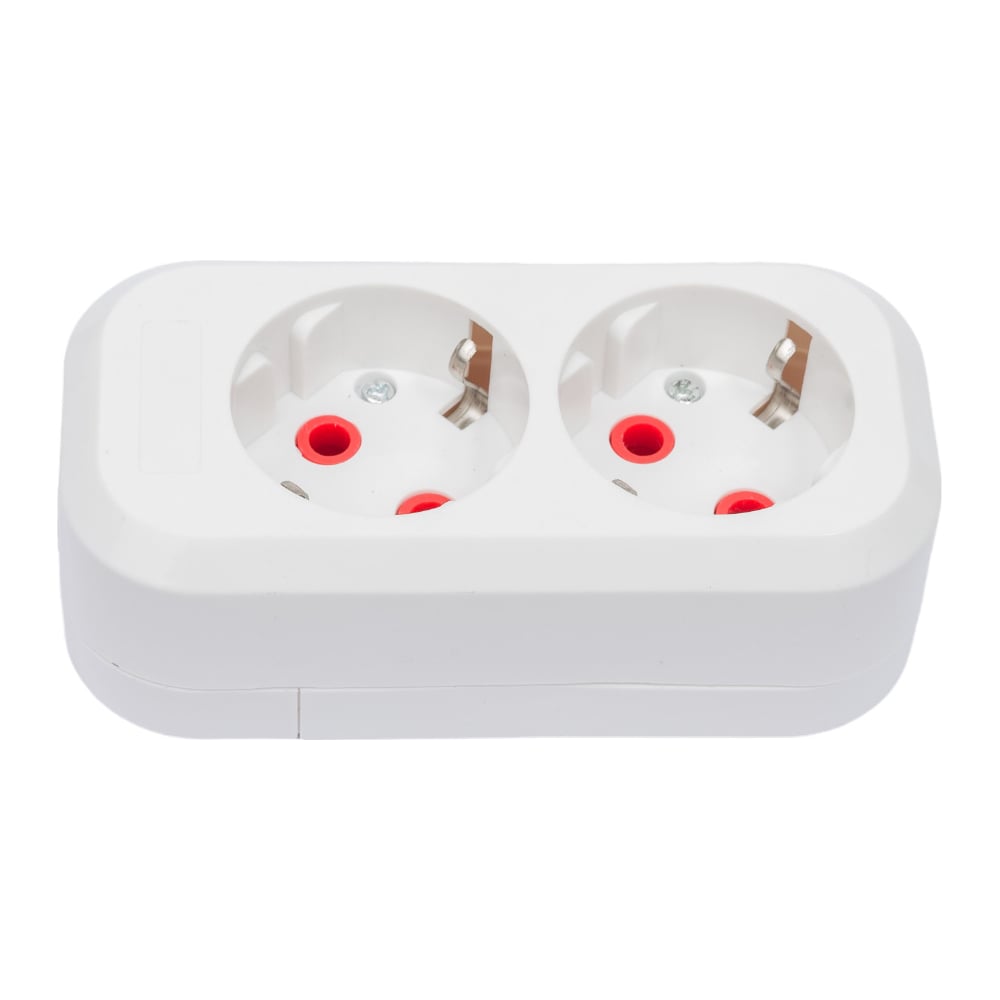 Розеточная колодка TDM 2 гнезда 2П+З 16А 250В белая серии Народная ...