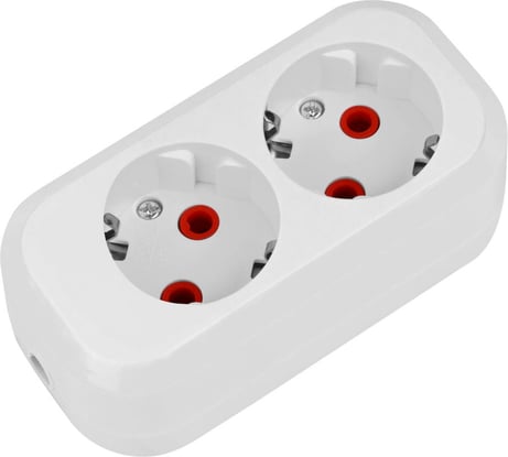 Розеточная колодка TDM ELECTRIC 2 гнезда 2П+З 16А 250В белая серии Народная SQ1806-0414