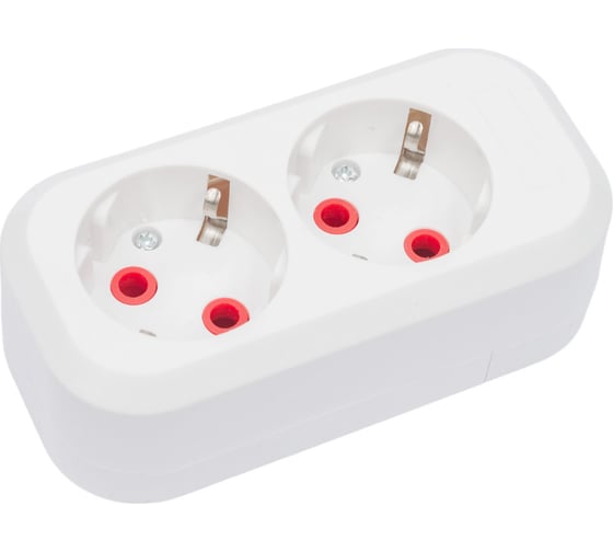 Розеточная колодка TDM ELECTRIC 2 гнезда 2П+З 16А 250В белая серии Народная SQ1806-0414