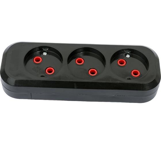 Розеточная колодка TDM ELECTRIC 3 гнезда 2П б/з 10А 250В черная серии Народная SQ1806-0425
