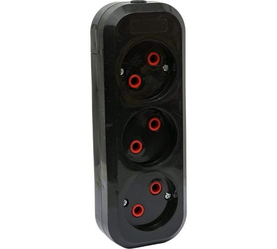 Розеточная колодка TDM ELECTRIC 3 гнезда 2П б/з 10А 250В черная серии Народная SQ1806-0425