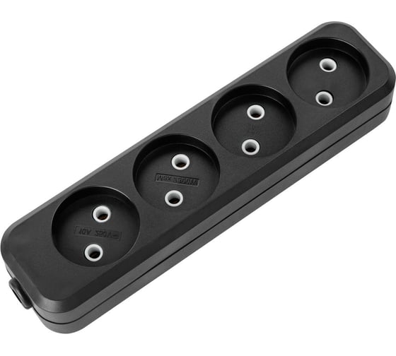 Розеточная колодка TDM ELECTRIC 4 гнезда 2П б/з 10А 250В черная серии Народная SQ1806-0428 1