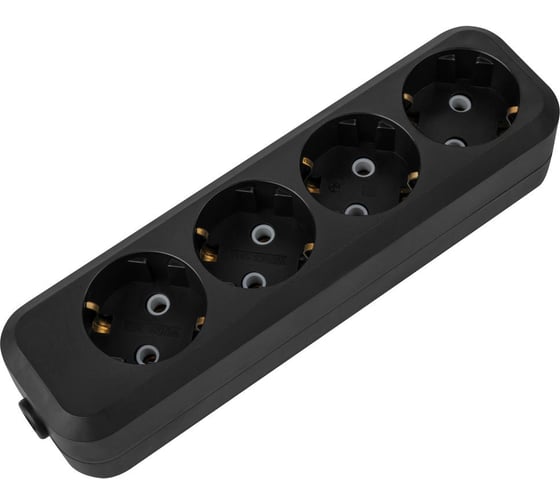 Розеточная колодка TDM ELECTRIC 4 гнезда 2П+3 16А 250В черная серии Народная SQ1806-0429 1